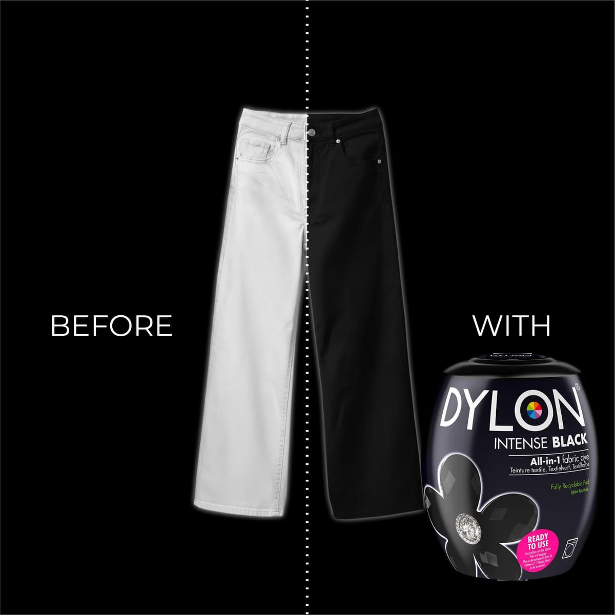 Dylon Washing Machine Fabric Dye Pod Intense Black, 350g, Packaging May Vary — view 3
