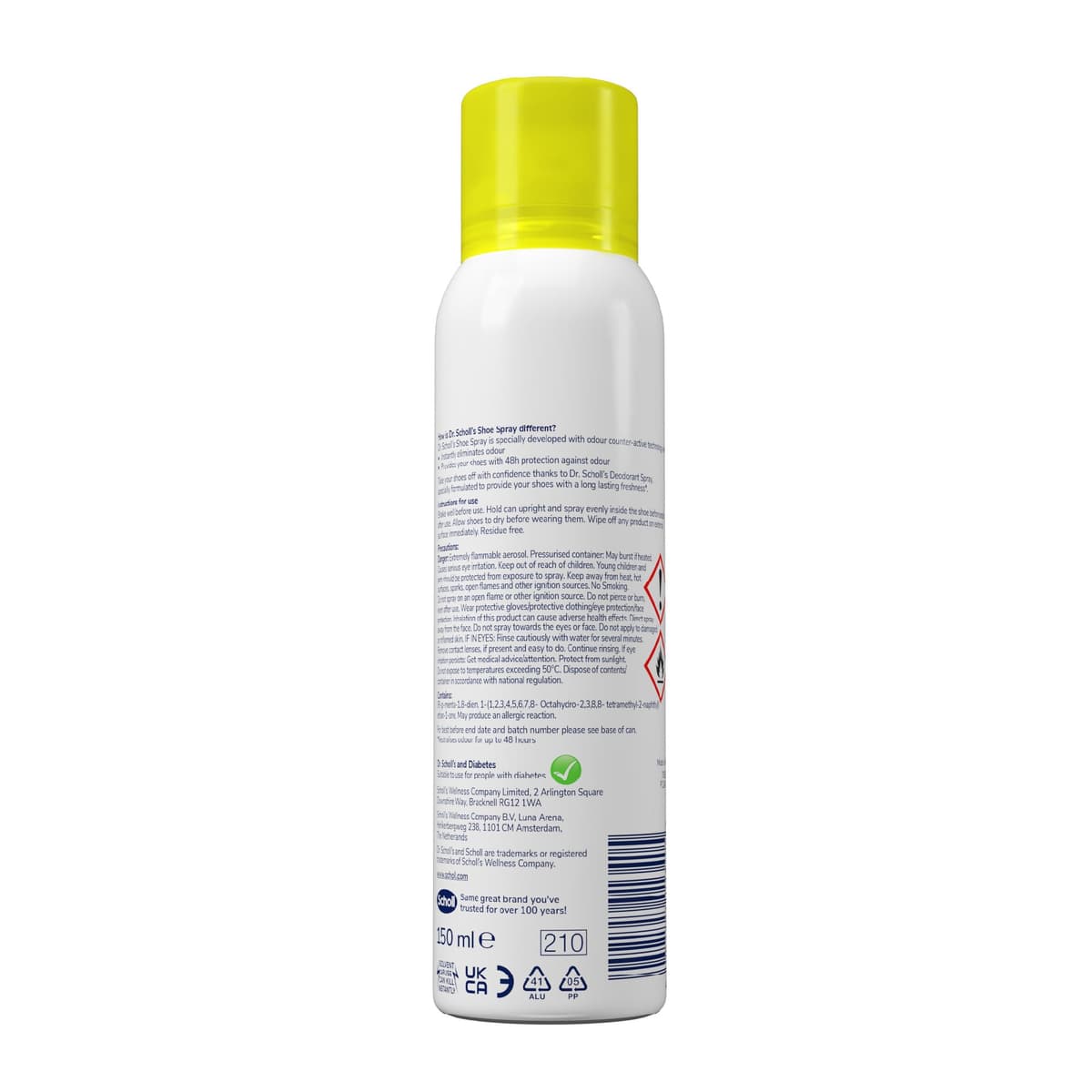 Dr. Scholl’s Fresh Step Anti Odour Shoe Spray, Eliminates Odor For Up To 48 Hours. Fresh Scent, Quick Drying, Suitable For All Shoe Types, Running Trainers, Sports, & More, 150ml, Pack of 1 — view 2