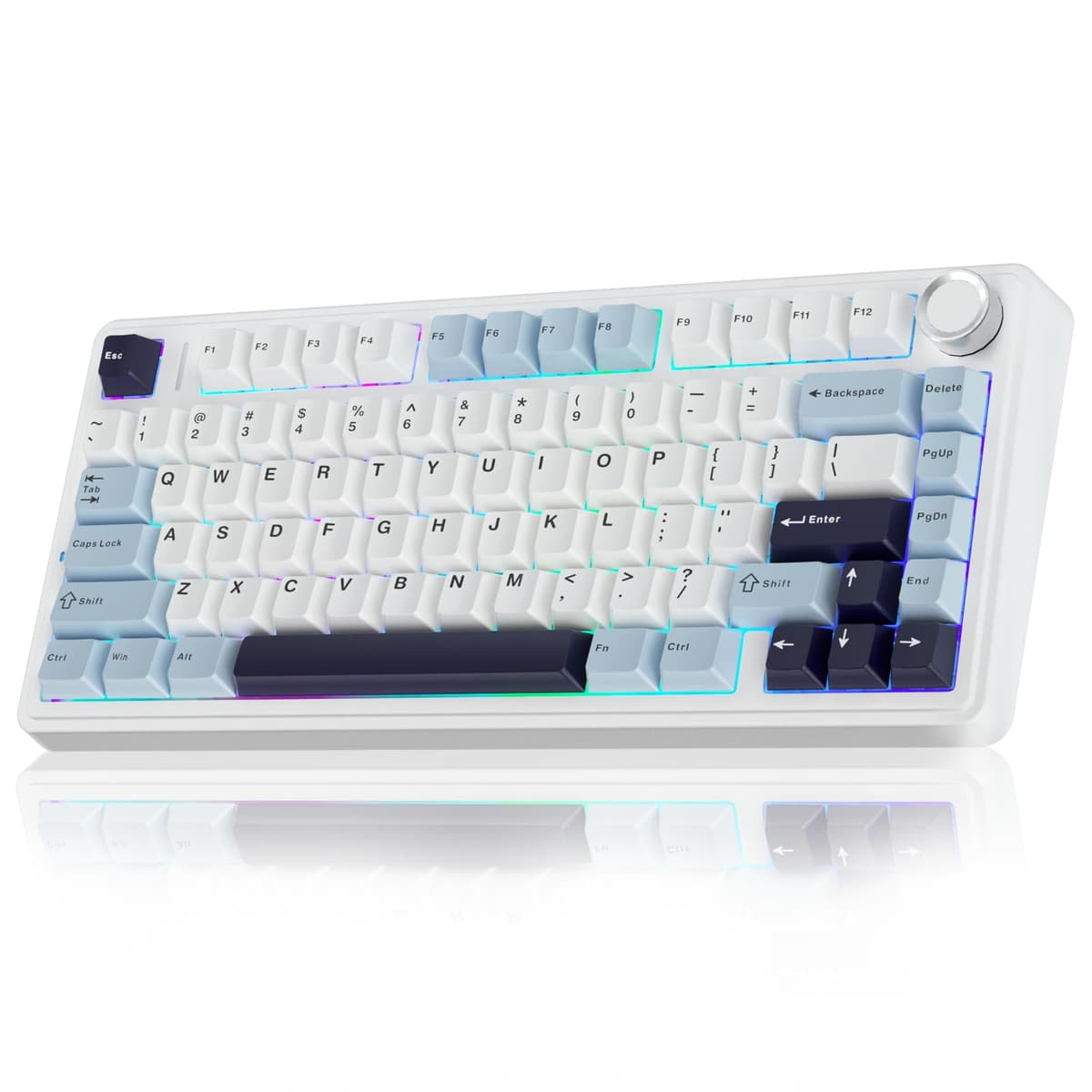 AULA F75 75% Wireless Mechanical Keyboard,2.4Ghz/Type-C/BT5.0 Gaming Keyboards,Advanced Structure,RGB Backlight,Hot Swappable Custom Keyboard for PC/Mac (Cool Black) — view 23