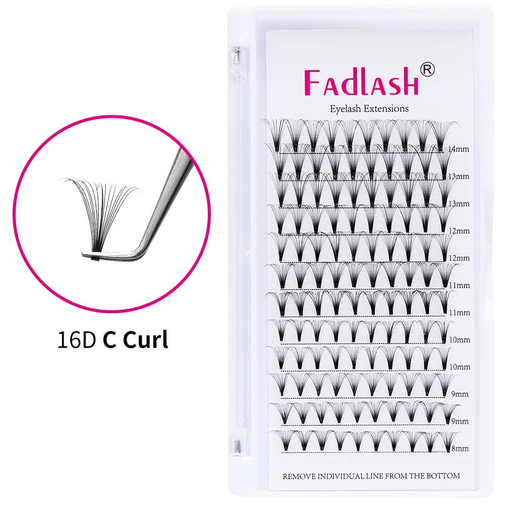 Russian Volume Lashes 16D 0.07 C Curl Mix Tray - Premade Fan Lashes (8-14mm) — view 7