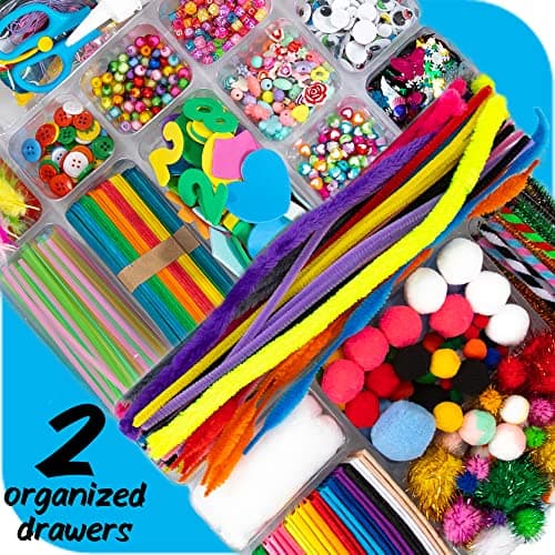 Arts and Crafts Supplies for Kid - 1600+Pcs Craft Kits for Kids - DIY School Craft Project for Kids Age 6 7 8-12 Gifts for Girls and Boys Crafts for Girls Ages 8-12 Arts Activities — view 3