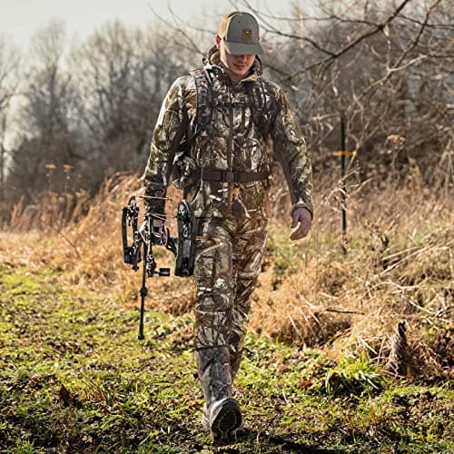TIDEWE Hunting Clothes for Men with Fleece Lining, Safety Strap Compatible Hunting Jacket and Pants, Water Resistant Silent Hunting Suits for Climbing, Hiking, Camping (Next Camo, Size L) — view 6