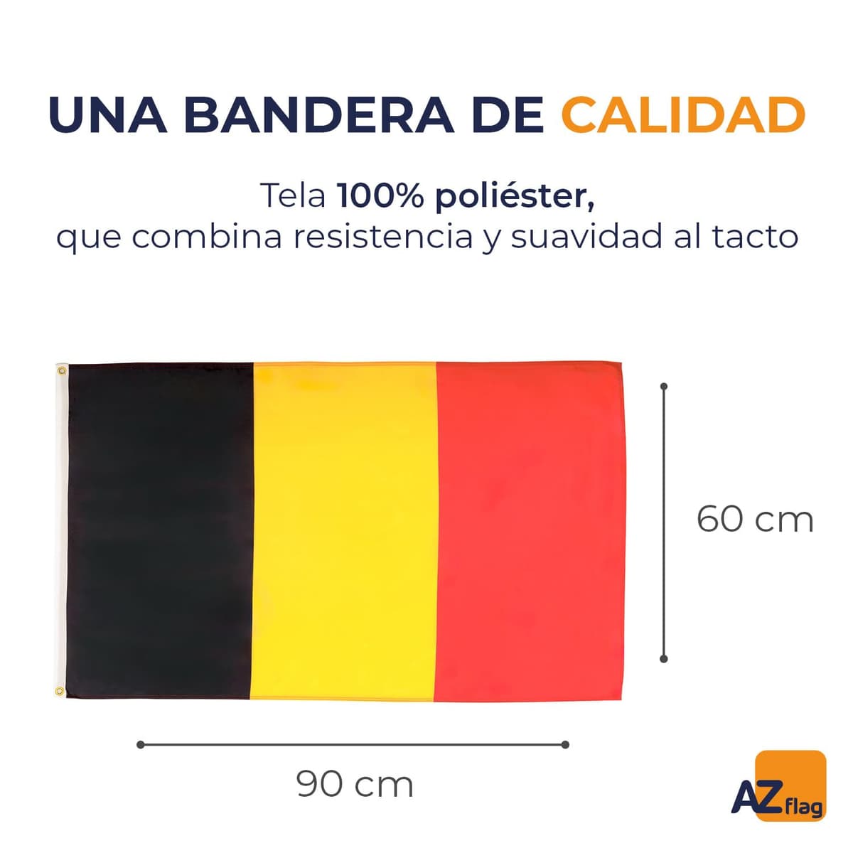 BANDERA de BÉLGICA 90x60cm - BANDERA BELGA 60 x 90 cm poliéster ligero - AZ FLAG — view 2