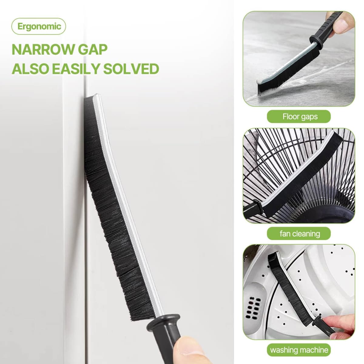 SUOXU Cepillo de Limpieza de Grietas, 3 Piezas para baño, Inodoro, Cocina, Ranura de Puerta de Ventana y Cepillo Limpiador Profundo de Grietas, Herramienta Multifuncional de Limpieza de Huecos — view 6