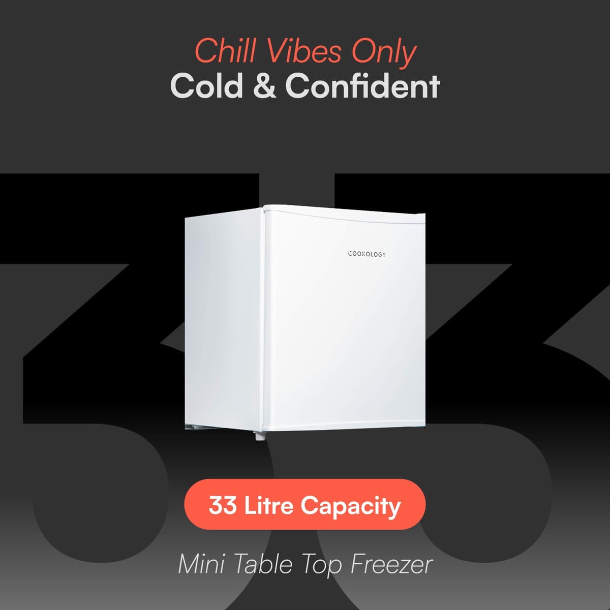 Cookology MFZ32WH Table Top Mini Freezer in White - 31 Litre Capacity - For Counter Tops - Adjustable Temperature Control & Legs - Removable Wire Shelf - 4 Star Rating — view 3