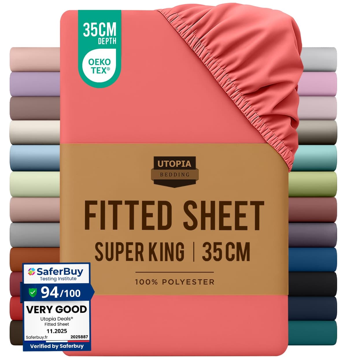 Utopia Bedding Fitted Sheet King, Grey - Deep Pocket 14 inch (35 cm) - Easy Care - OEKO-TEX Certified - Soft Brushed Microfibre Fabric - Shrinkage and Fade Resistant - Bottom Sheet — view 138