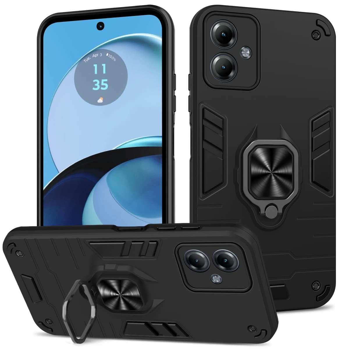Funda para CMF Phone 2 Pro, Carcasa Antigolpes con Soporte anular metálico, Case Protectora de Grado Militar, Negro — view 1476