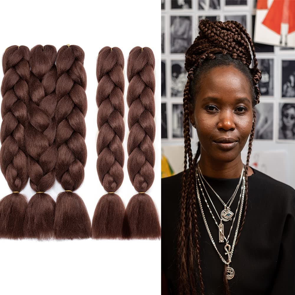 24" Braiding Hair Extension Jumbo Braids Synthetic 3bundles/pack Crochet Hair Afro Box Braid Heat Resistent (Dark Purple) — view 22