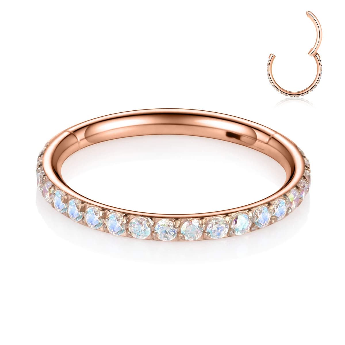 hengkaixuan CZ/Opal Nose Rings Conch Jewellery Septum Clicker 316L Surgical Steel Segment Ring Helix Cartilage Earrings Hoop Daith Tragus Rook Piercing Jewellery — view 68