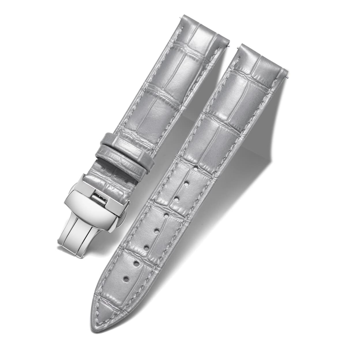 BINLUN Correa de Reloj de Cuero Correa de Piel Repuesto para Hombres/Mujeres con Hebilla de Despliegue Mariposa Plata/Oro/Oro Rosa 12mm-24mm 10 Colores — view 22