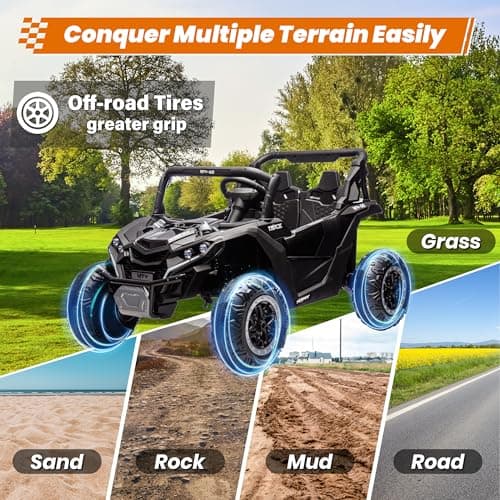 ANRLI 24V Ride on Car 2 Seater Ride on Toys for Big Kids 4WD 4X200W Off-Road Powerful UTV Ride on Truck Electric Vehicle Birthday Gift for Boys & Girls Ages 3-8, Black — view 4
