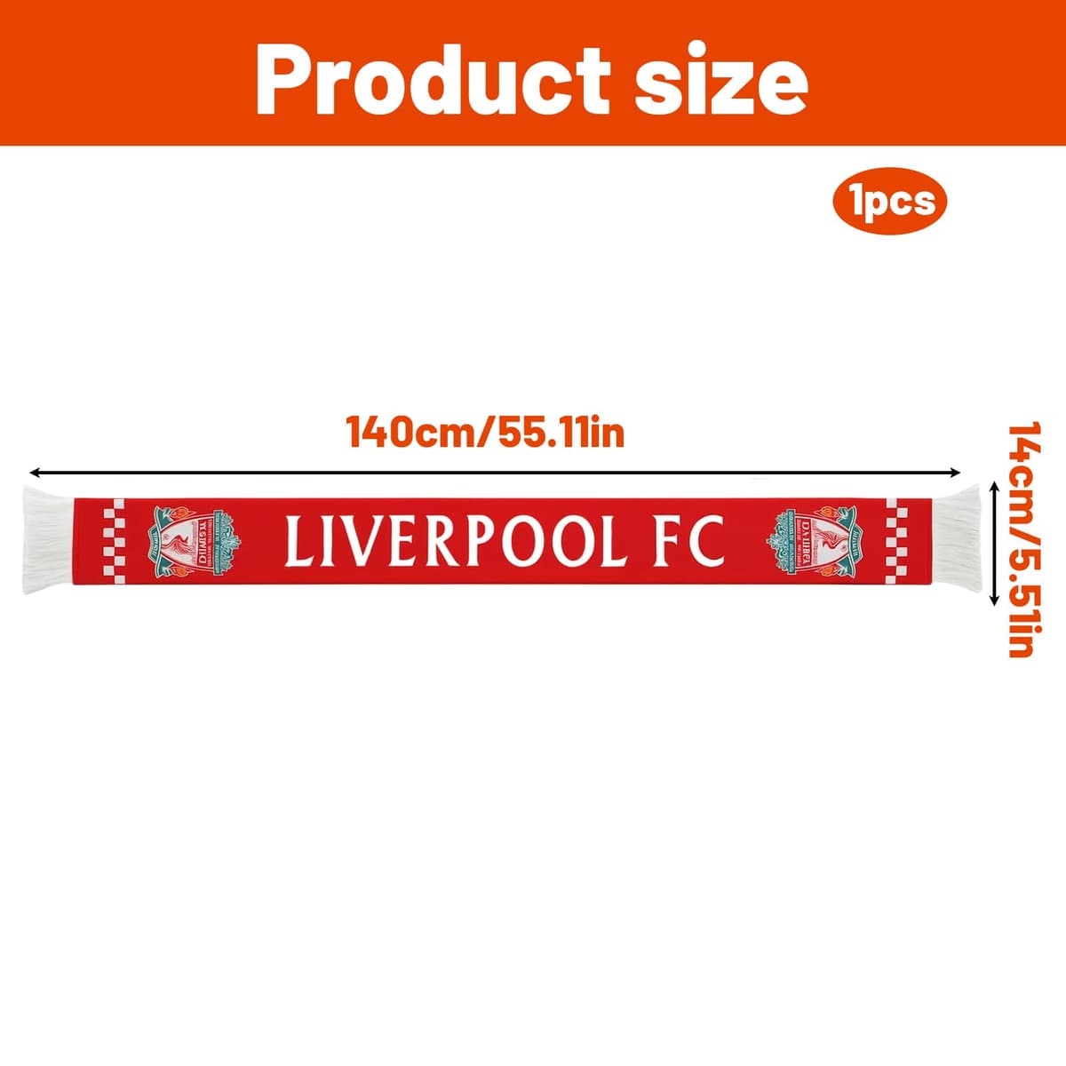 England Football Scarf for 2026 World Cup 14X140cm, Champions League Football Supporters' Gear, Red and White Scarf Gifts for Fans, Official Style Scarfs — view 2
