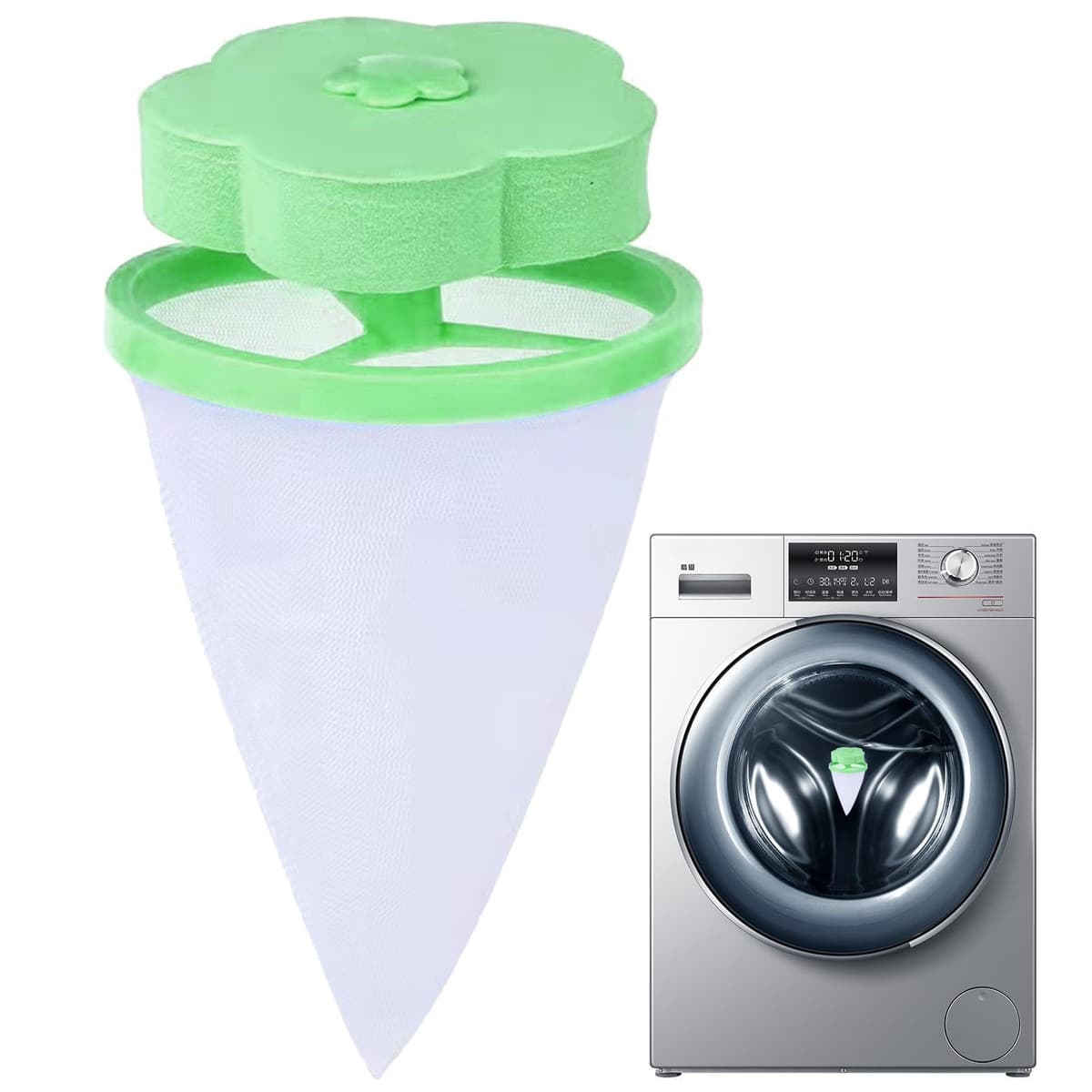 Washing Machine Hair Catcher,Reusable Hair Filter Bag for Laundry - Plum-Shaped Cleaning Mesh Bags, Household Floating — view 9