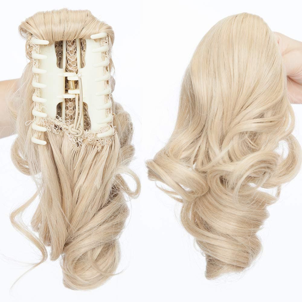 17"(43cm) SEGO Ponytail Long Synthetic Hair Looks Natural [Red Brown/Orange] Clip in Hair Extensions Curly Tail Ponytail Extension (90g) — view 10
