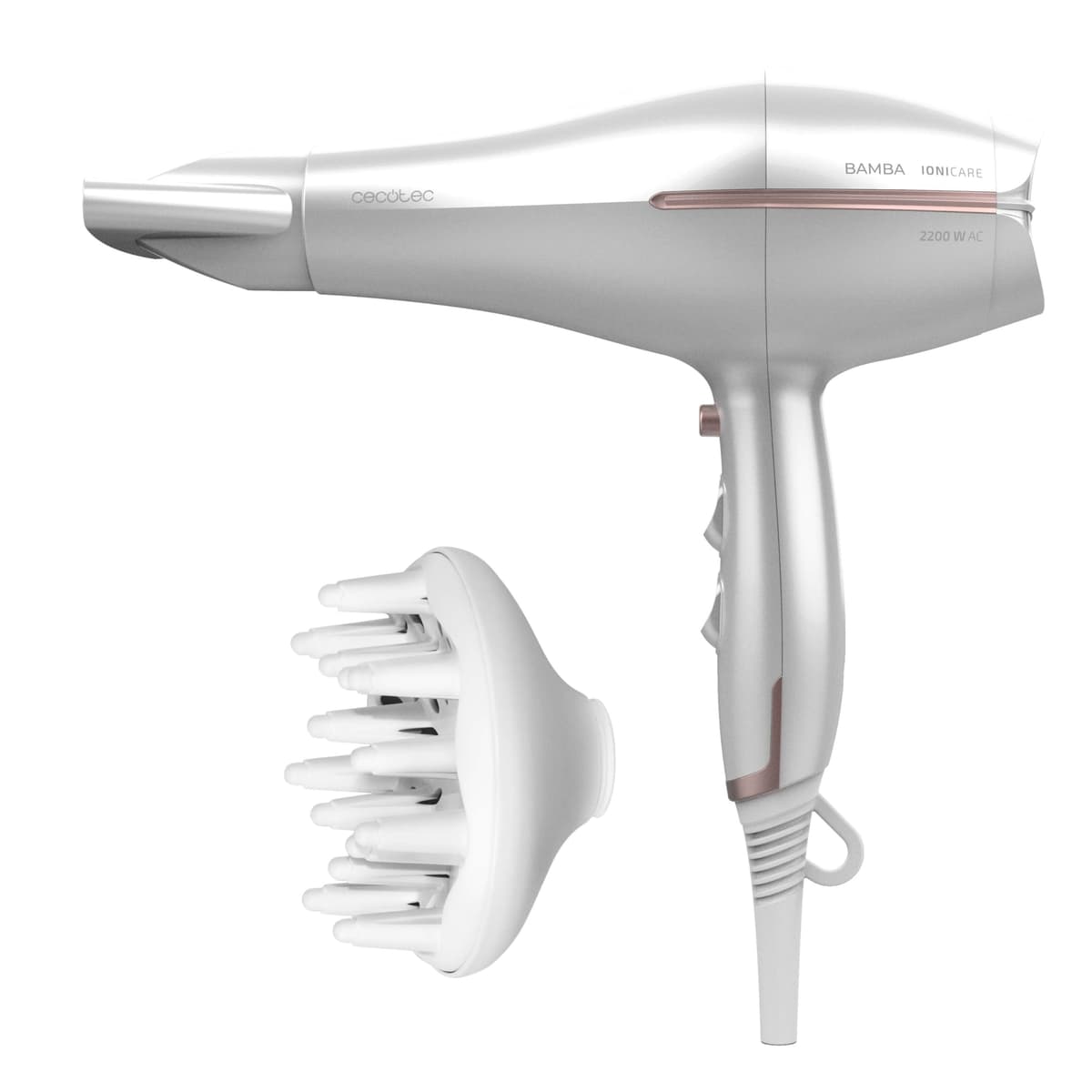 Cecotec Secador de Pelo Iónico Bamba IoniCare 5200 Aura Black. 2300W, Concentrador y Difusor, Cabello Sin Encrespamiento, Motor DC, Ion Real, Gran Caudal de Aire, 2 Velocidades y 3 Temperaturas — view 16