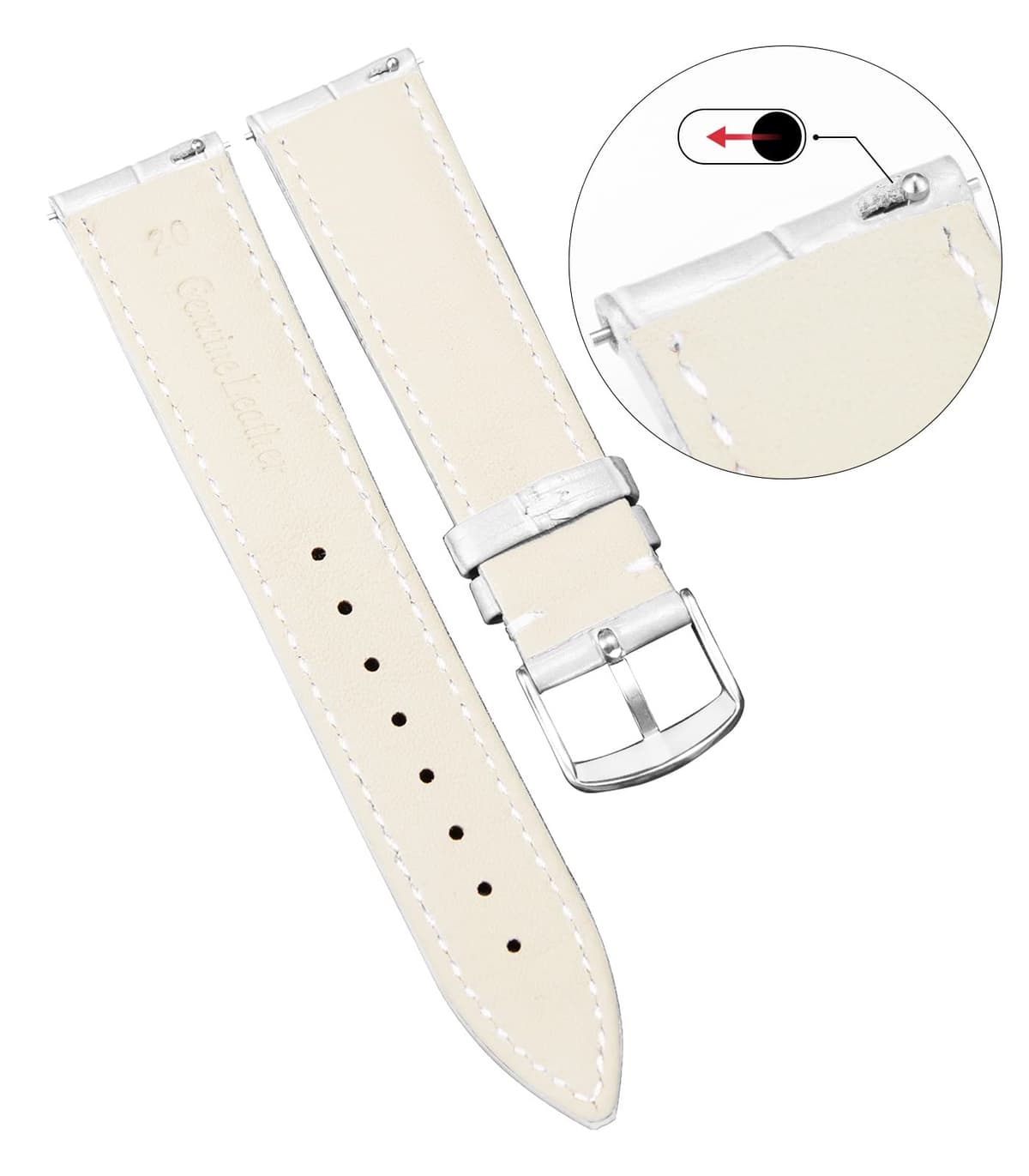BINLUN Quick Release Leather Watch Straps Replacement Watch Bands Smart Watch Strap Crocodile Pattern in 10 Colors 13 Sizes with Silver/Gold/Rose-Gold Buckle for Men Women(10mm-24mm) — view 170