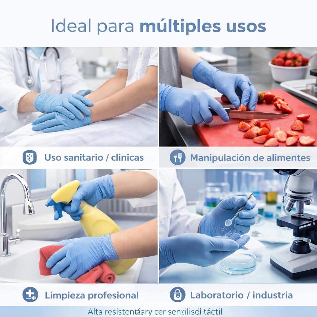 1000 Guantes de Nitrilo Desechables – Sin Polvo, Alta Resistencia – Uso Médico, Alimentario, Limpieza y Taller – Guantes Protectores Azul o Negro – Tallas S, M, L, XL (azul, L) — view 4