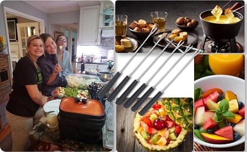 6Pcs Stainless Steel Fondue Forks 9.1" Fondue Sticks Fondue Cheese with Heat Resistant Handle Color Fondue Set for Grill Cake Chocolate Meat Fruits Cheese Fondue Fountain Roast Marshmallows Dessert — view 5