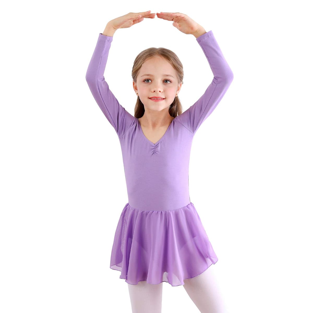 Bezioner Vestido de Ballet Maillot de Danza Manga Larga Gimnasia Leotardo Algodón Body Clásico para Niña — view 11