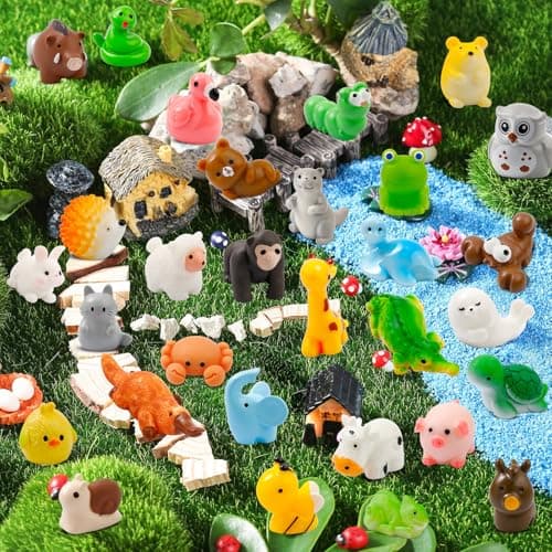 ywevyezc 42 Pcs Mini Resin Animals 42 Styles Resin Animals Figurines Bulk for Micro Fairy Party Favors Garden Hide Accessories Dollhouse Crafts Decor — view 4