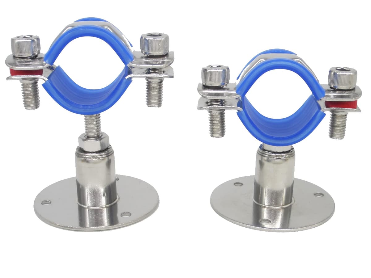Juego de 2 soportes de pared de acero inoxidable, soporte de techo, soporte de tubo, soporte de tubo ajustable, abrazaderas de tubo para diámetro exterior de 38 mm a 40 mm, tipo corto …