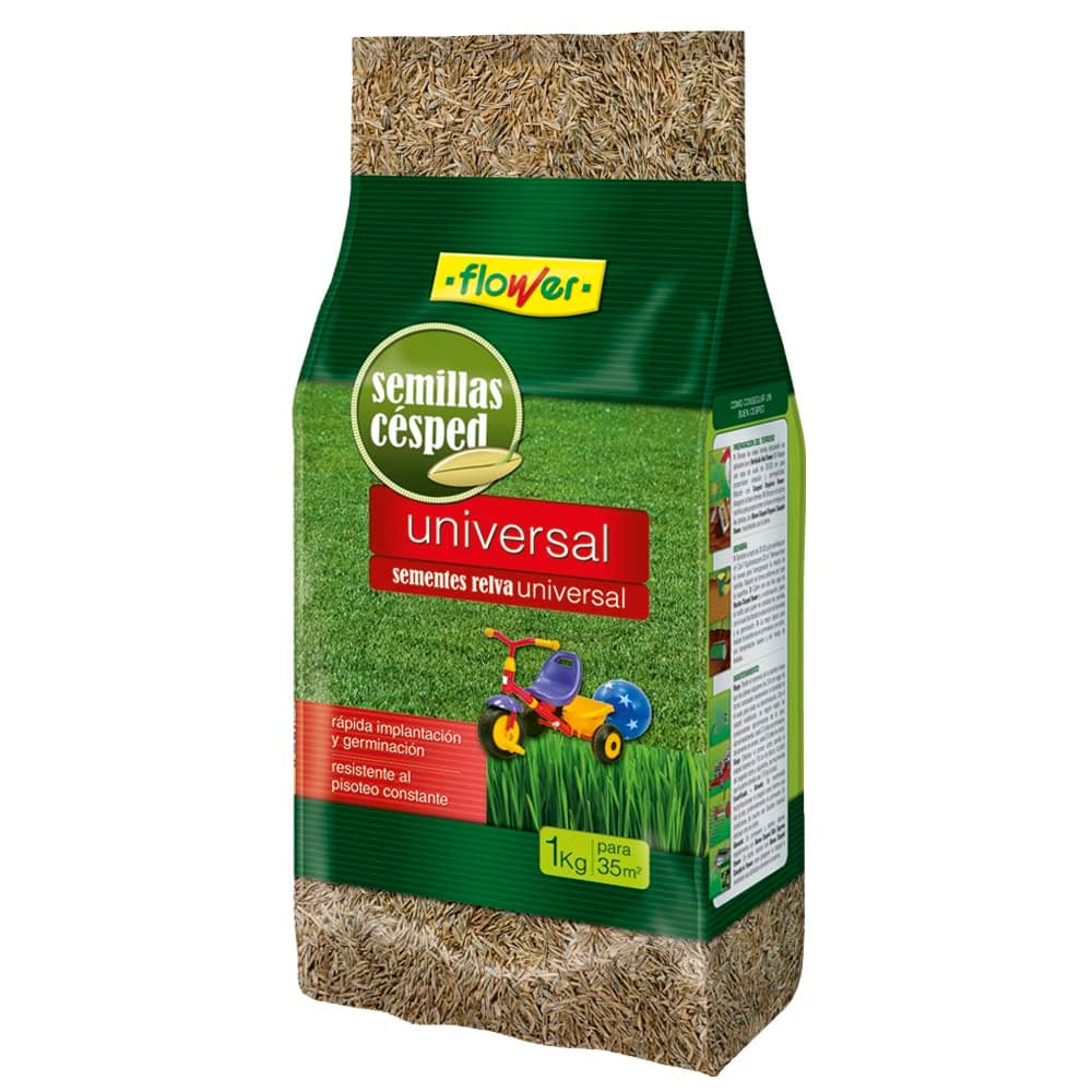 Flower - Semillas de Césped Universal 1kg | Rápida Germinación | Máxima Calidad | Para 35 m2, 16x16x16.5 cm, Material Semilla
