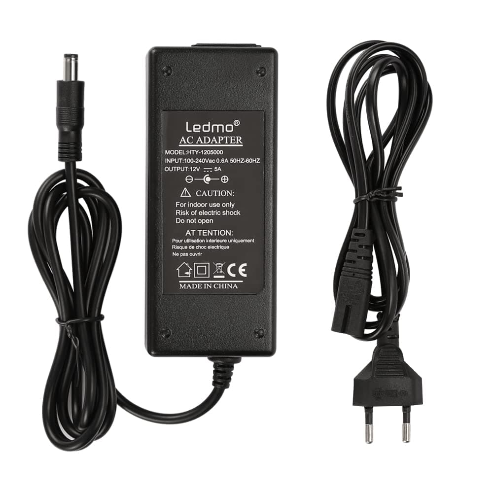 LEDMO Transformador 12V 5A/6A Adaptador de Corriente 60W/70W Fuente de Alimentación Transformador Voltaje de Entrada CA 100-240V a CC 12V