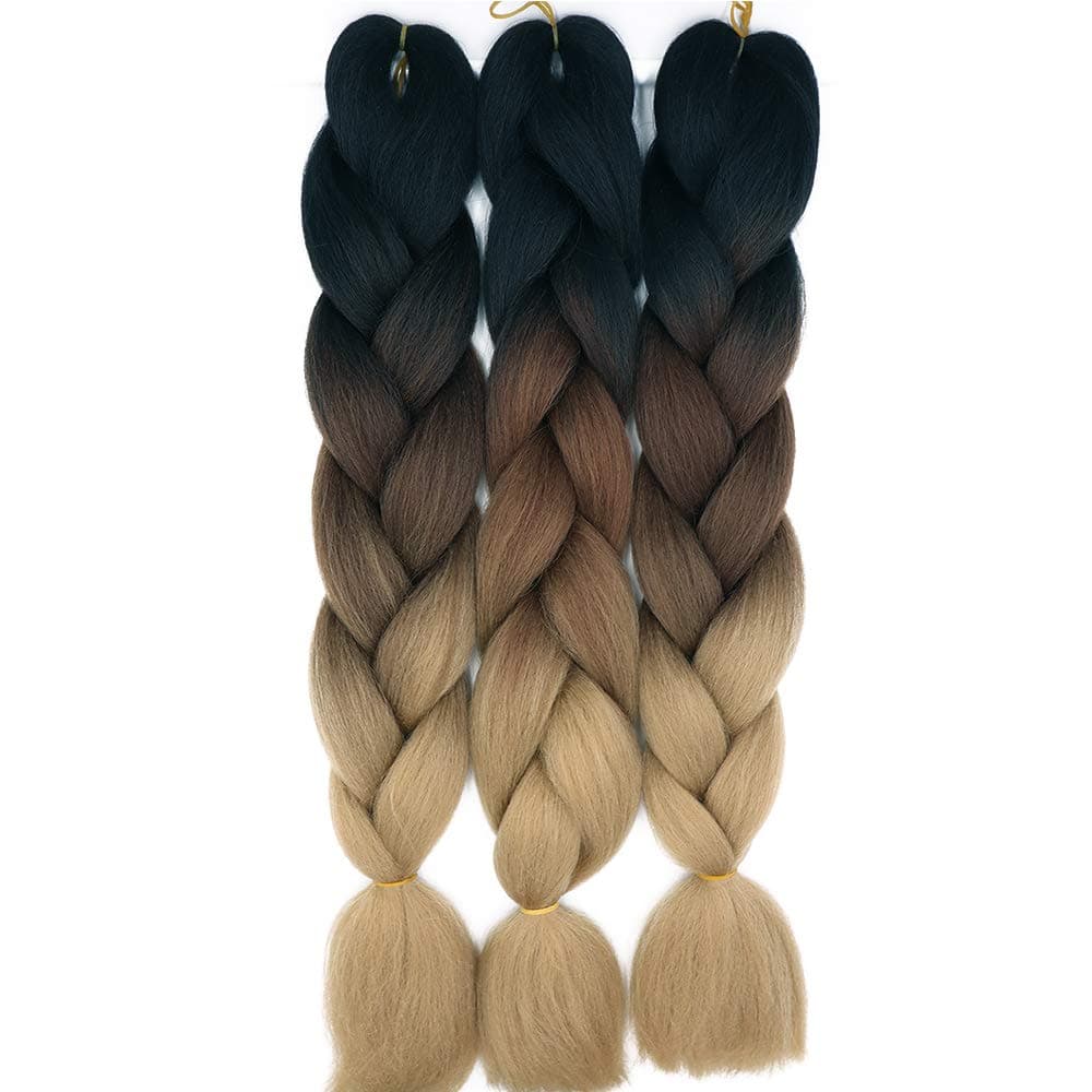 24" Braiding Hair Extension Jumbo Braids Synthetic 3bundles/pack Crochet Hair Afro Box Braid Heat Resistent (Dark Purple) — view 32