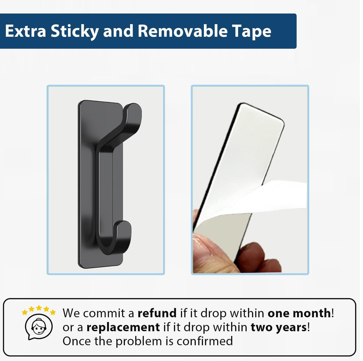 Self Adhesive Hooks, Extra Sticky and Strong, Hanging up to 6KG, Heavy Duty Stick on, No-Nail Hook for Back of Door, Black, 4 Pack — view 4