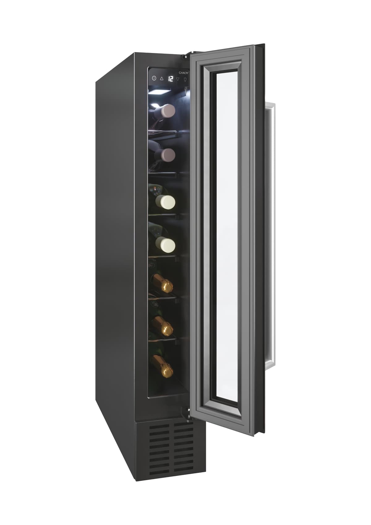 Candy DiVino CCVB 15/1, Vinoteca Integrable Estrecha, 20L, 7 Botellas, Puerta Reversible, 6 Baldas, Tratamiento Anti-UV, Compresor Antivibraciones, LED, Temperatura 5º a 18º, 39DB, Clase C, Negro — view 2
