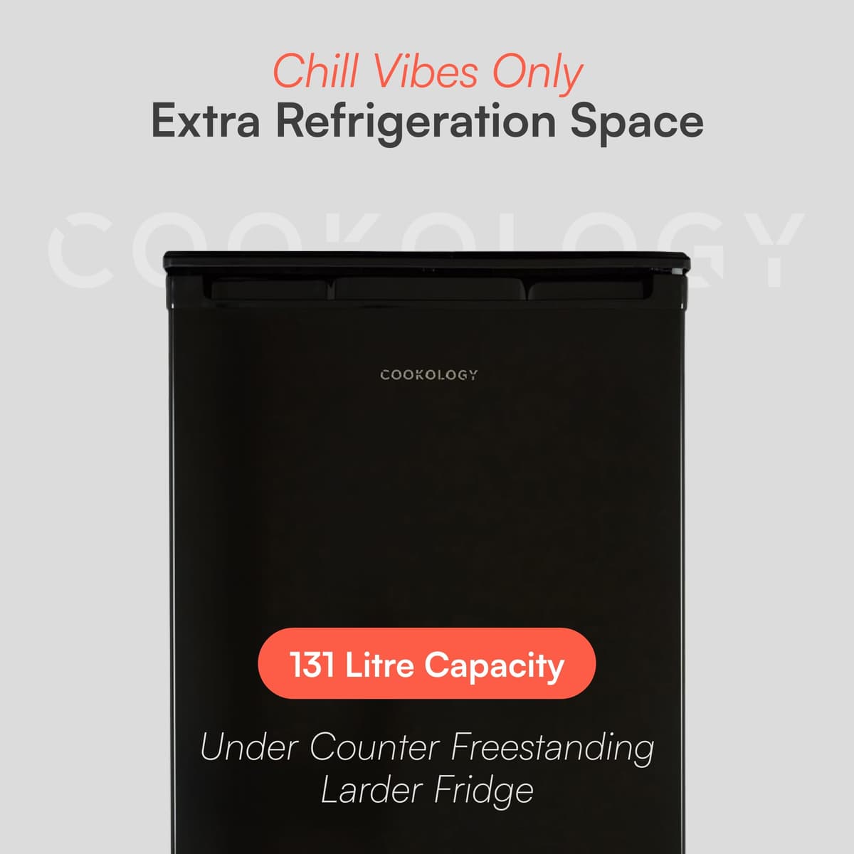 Cookology UCFR130 Undercounter Freestanding Fridge 130 Litre Capacity, Features an Adjustable Temperature Control and Legs and Reversible Door - In Black — view 2