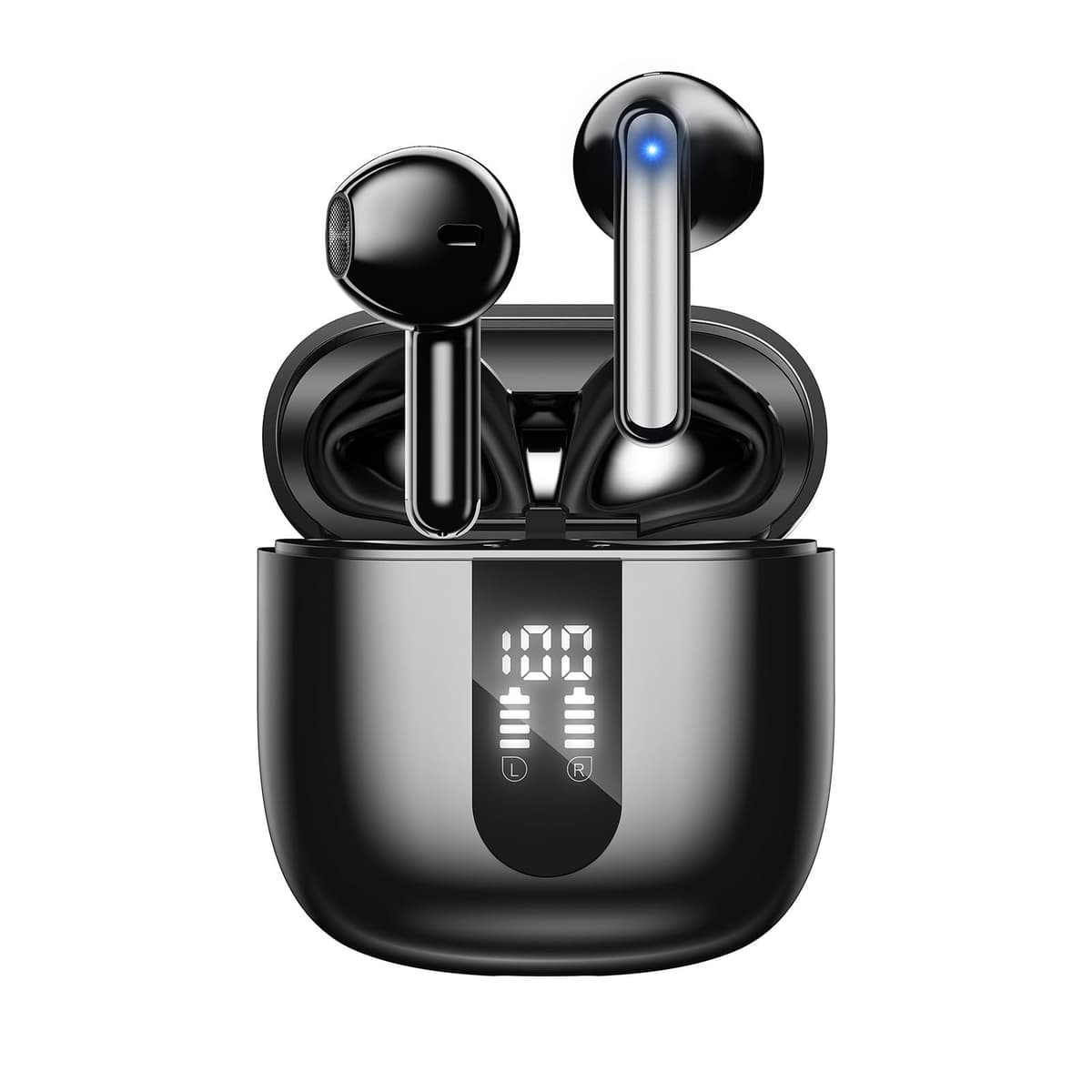 JBES Wireless Earbuds Bluetooth Earphones, 60H Deep Bass Ear Buds with 6 Noise Cancelling Microphone, IP5 Waterproof in Ear Headphones for iPhone Android Sports Gaming (Mulit Black)