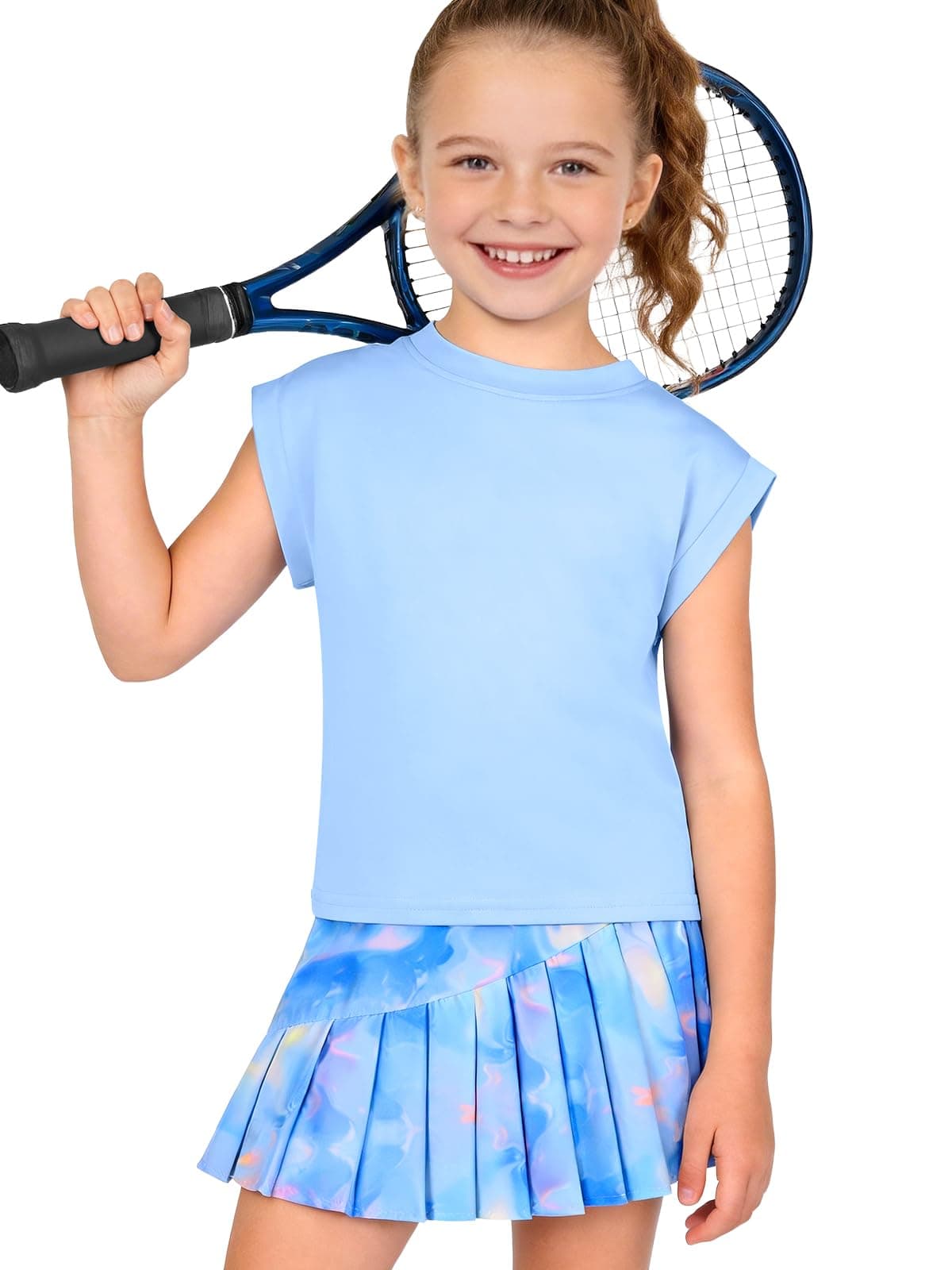 Traje de tenis para niña, camiseta sin mangas y falda de tenis, falda plisada con bolsillos interiores, traje deportivo para golf, bádminton y monopatín — view 11