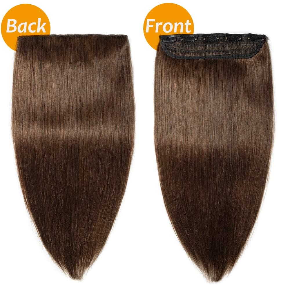 Silk-co 10inch Hair Extensions Clip in Hair Extension Human Hair #04 Medium Brown -Basic Thickness-Thin Weft- 8 Pieces Real Remy Straight Hair Extensions[50g] — view 106