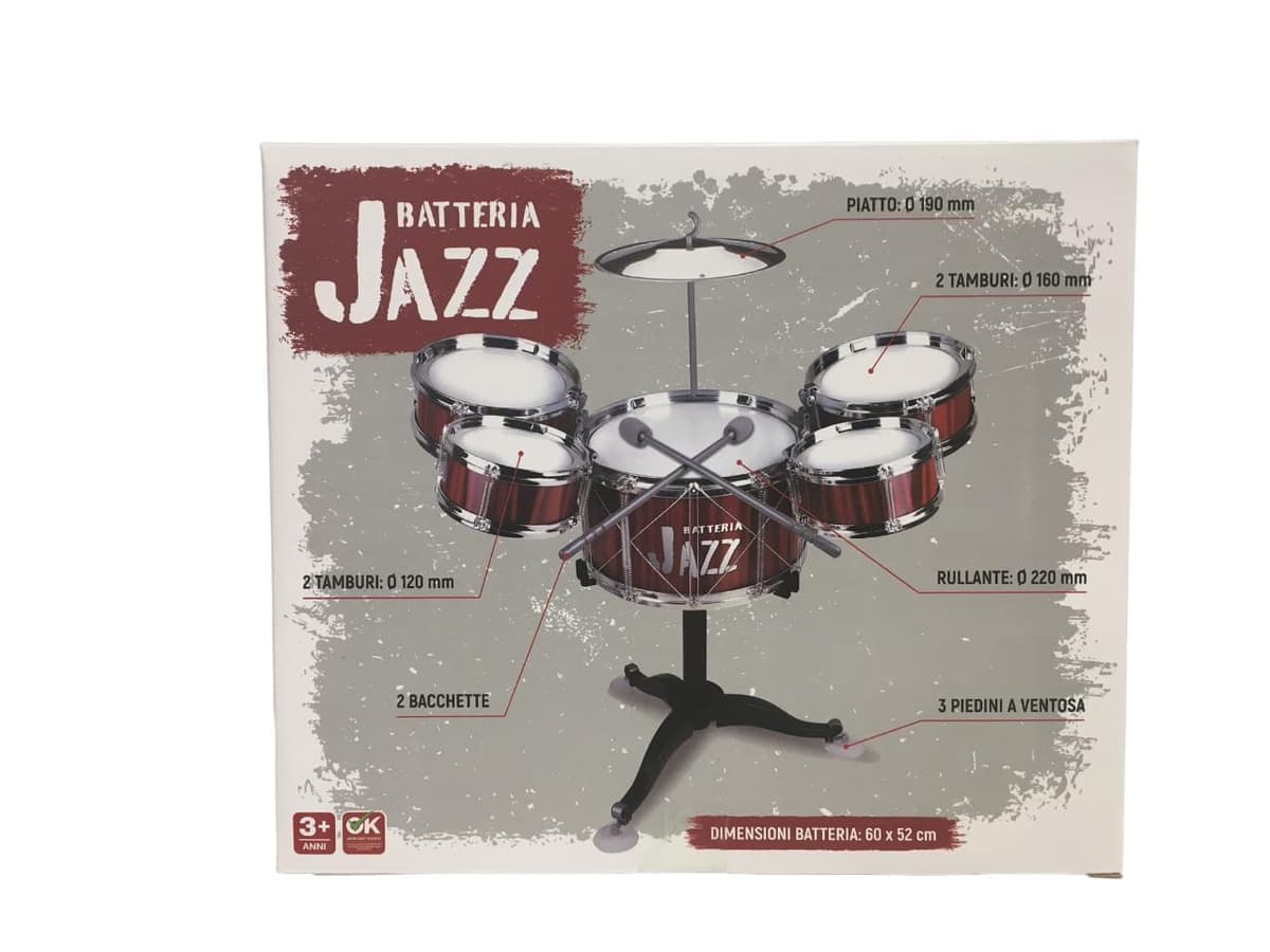 Batería para niños Batería Jazz Drum Set Batería Juguete para Niños Mini Drum Set Instrumentos Musicales con 5 Tambores 1 Plato 2 Palillos Instrumento Musical de Percusión Educativo (A) — view 4