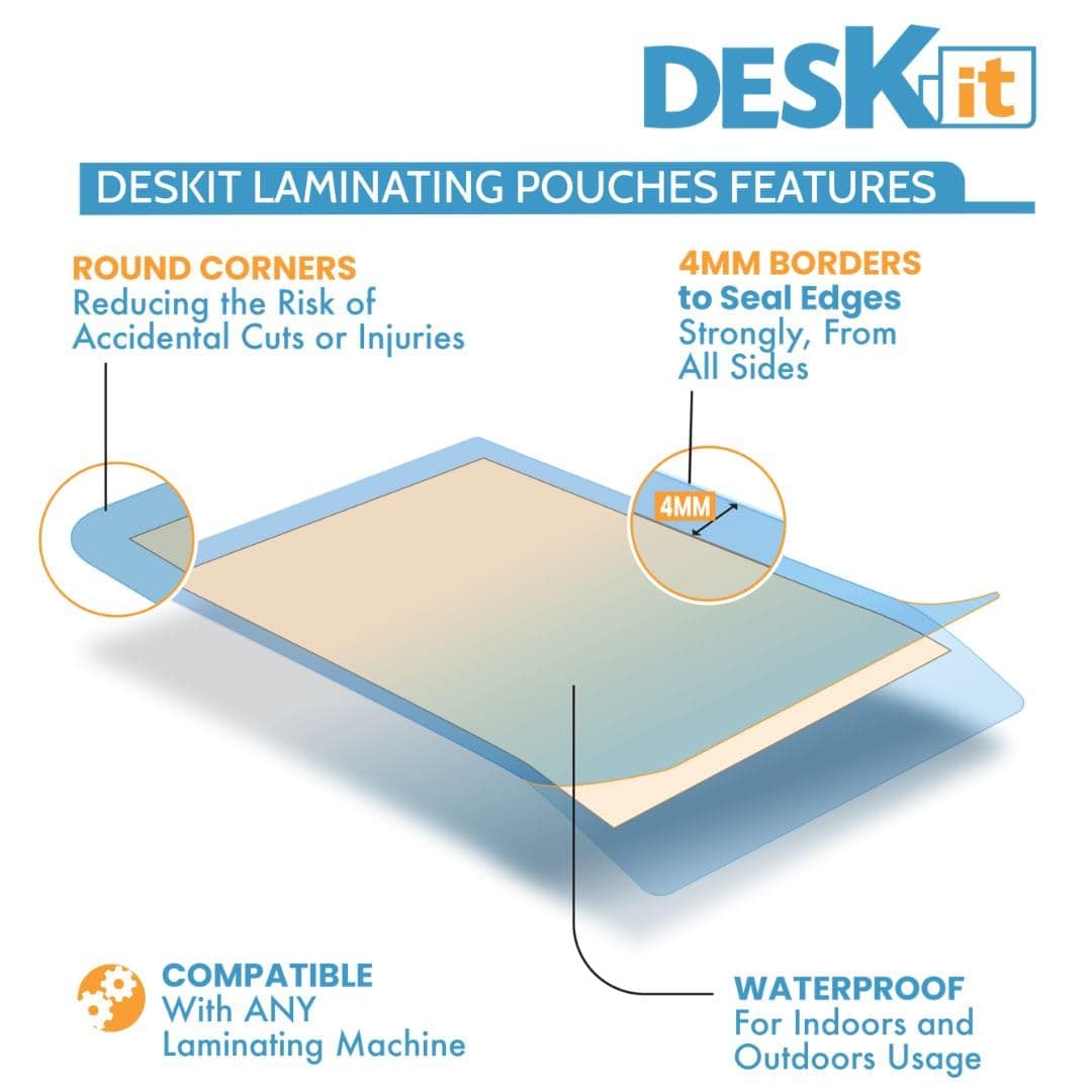 Deskit Laminating Pouches A4, Glossy, 120 Sheets, 100 Microns - Clear and Durable Presentations - Flexible Rigidity for Everyday Use — view 2