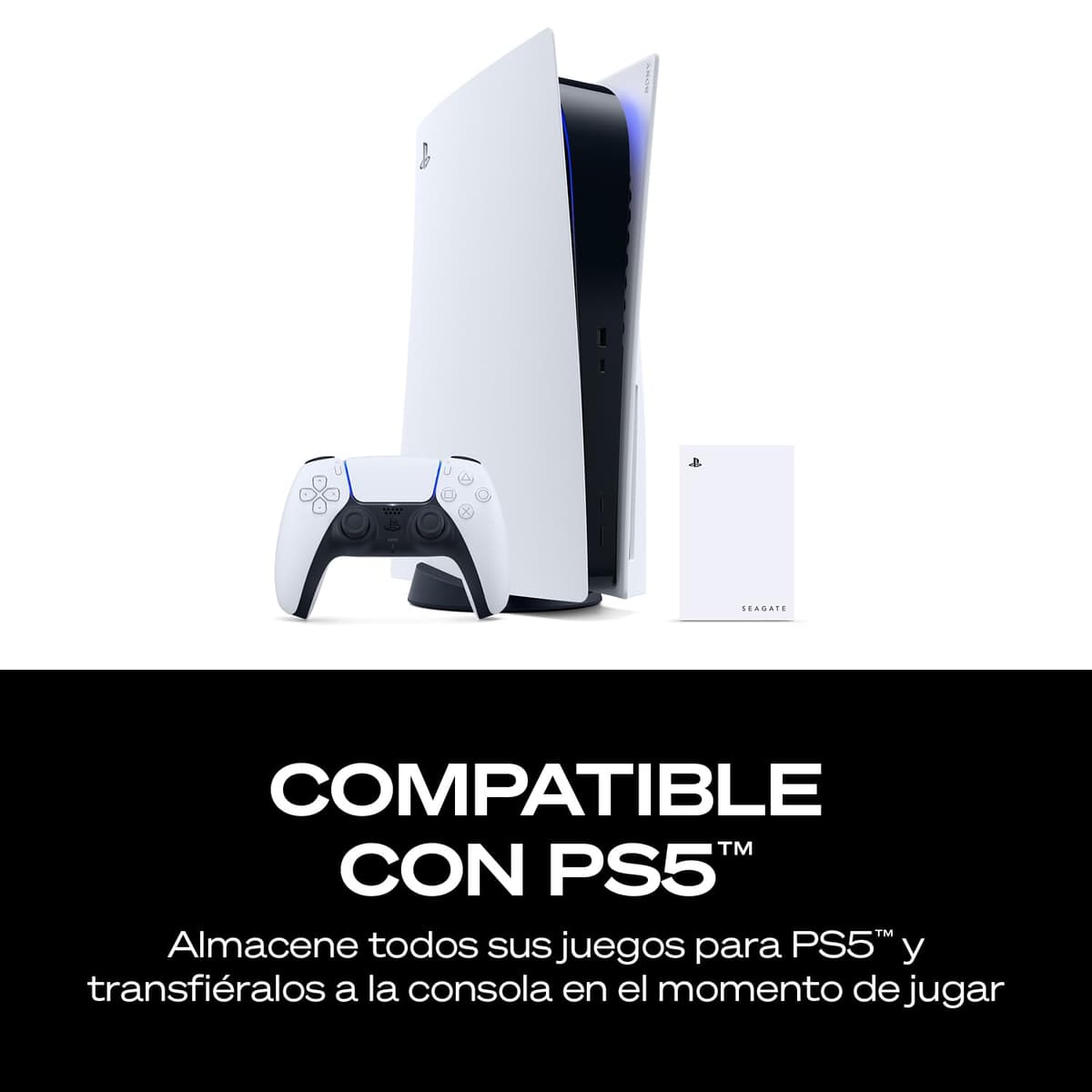 Seagate Game Drive PS4/PS5 5TB, disco duro externo portátil, 2,5", USB 3.0, blanco, LED azul, Plug and Play (STLV5000202) — view 4