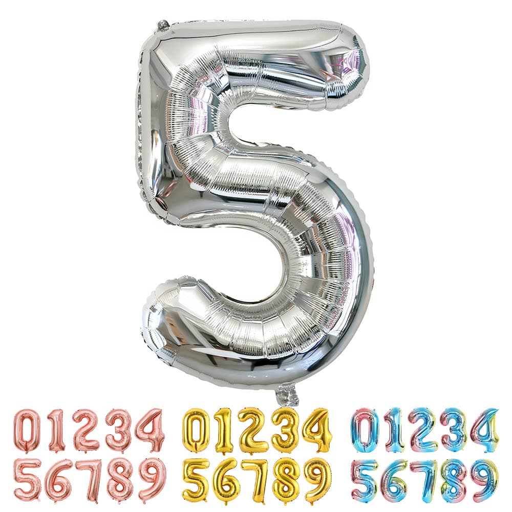 Foil Globo Número 5 Azul 40" (101cm), Inflable Helio o aire, Gigante Numeros 0-9, 10-19, 20-29, 30-100, Grande Globos Decoración para La Boda Aniversario y Cumpleaños Fiestas — view 565