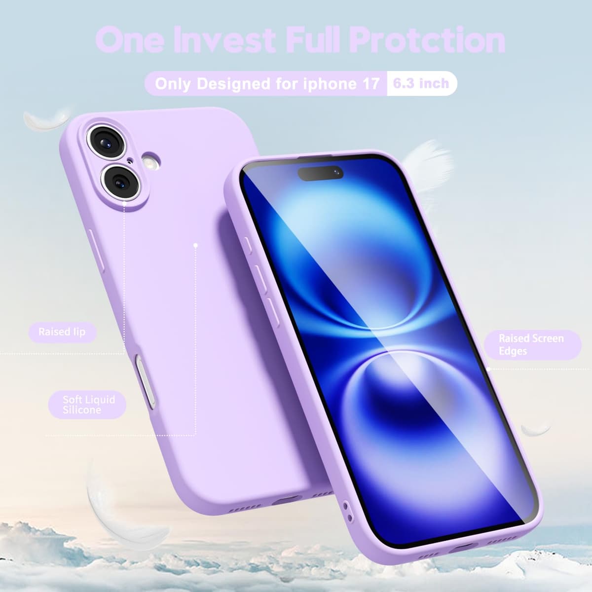 oakxco for iPhone 17 Pro Max Phone Case Liquid Silicone, Cute Thin Slim Grip Soft Rubber Gel for Women Men, Smooth Matte TPU Plain Solid Color Girly Simple Case with Camera Cover, Light Pink — view 1367