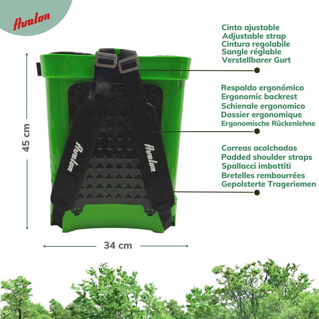 Avalon - Pulverizador de Mochila a Presión con Batería Recargable, Tanque 16L, Lanza INOX Verde. Incluye arnés, Cargador y Set de boquillas de pulverizado — view 2