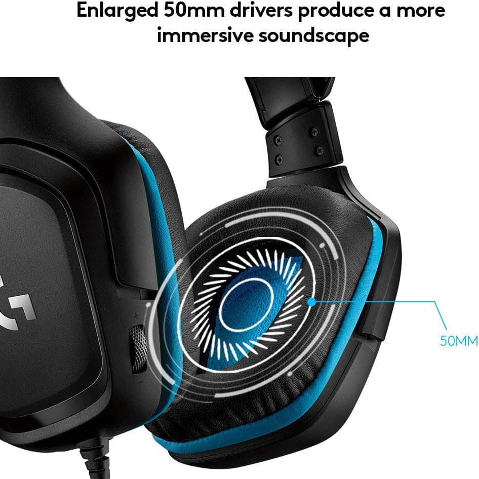 Logitech G432 Wired Gaming Headset, 7.1 Surround Sound, DTS Headphone:X 2.0, 50 mm Audio Drivers, USB and 3.5 mm Audio Jack, Flip-to-Mute Mic, Lightweight, PC/Mac/Xbox One/PS4/Nintendo Switch - Black — view 3