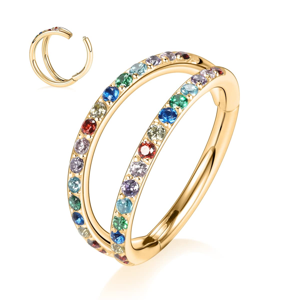 AROWRO Double Open Stack Septum Clicker Nose Rings Conch Daith Piercing Jewelry Cartilage Earring Hoop Surgical Steel Conch Daith Helix Rook Lobe Earring 18G 16G — view 19