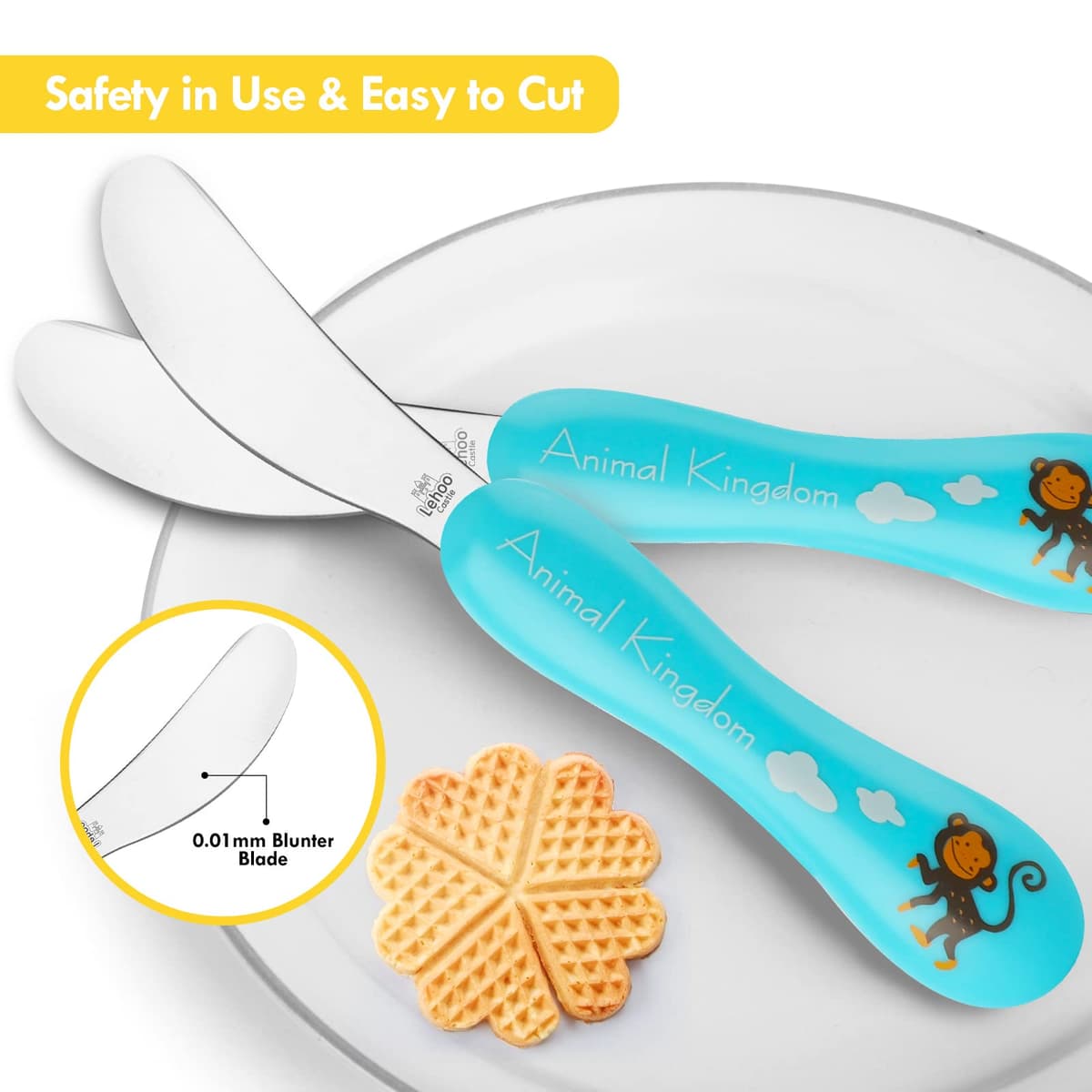 Lehoo Castle Children's Cutlery Set, 6pcs Stainless Steel Toddler Cutlery Kids Cutlery Flatware, Incudes 2 x Spoons, 2 x Forks, 2 x Knives — view 3
