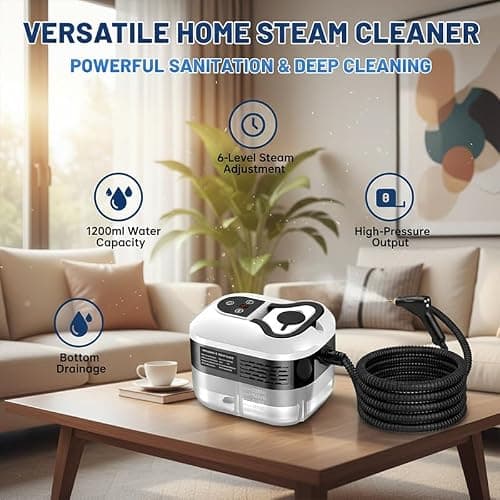 Handheld Steam Cleaner: 2500W High Temperature Pressurized Steamer with 6 Adjustable Levels - Portable Multi-Surface Steam Cleaning Machine for Kitchen, Bathroom, Furniture, Car, Windows (Red) — view 7