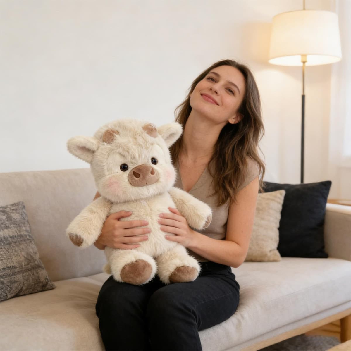 Highland Cow Soft Plush Toy – Adorable Furry Running Cow Stuffed Animal for Stress Relief and Emotional Support — view 4