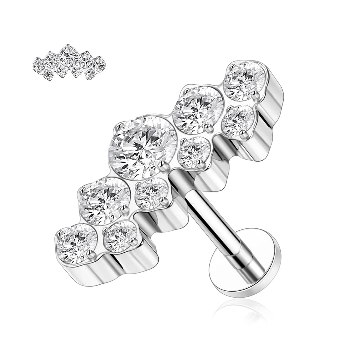 hengkaixuan 16G Titanium Labret Studs - Internally Threaded Flatback - Unisex - Silver - Piercing Jewellery — view 17