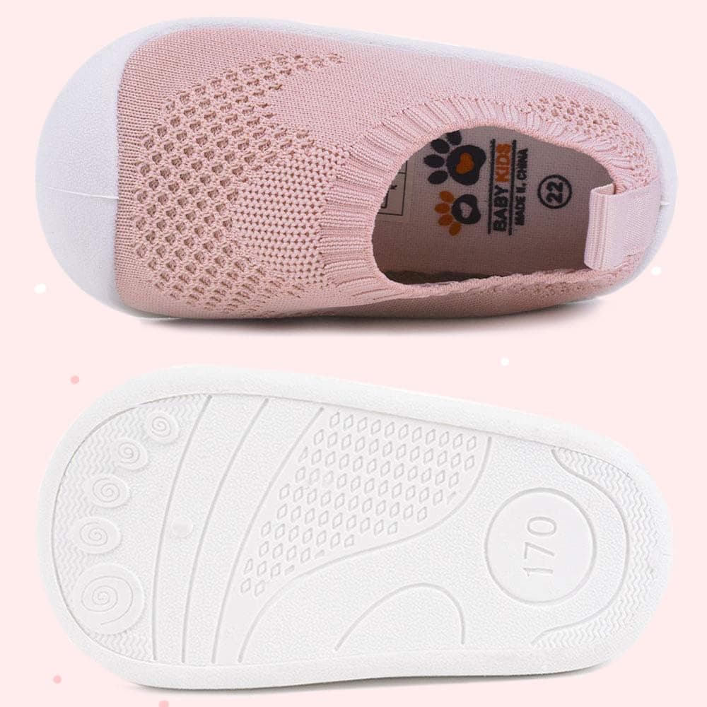 Baby Walkers Infant Sneakers Boys Girls Mesh Breathable Lightweight Non-Slip Toddler Casual Shoes Cotton Flying Woven Fabric Mesh Breathable Lightweight Trainers Indoor Outdoor — view 5