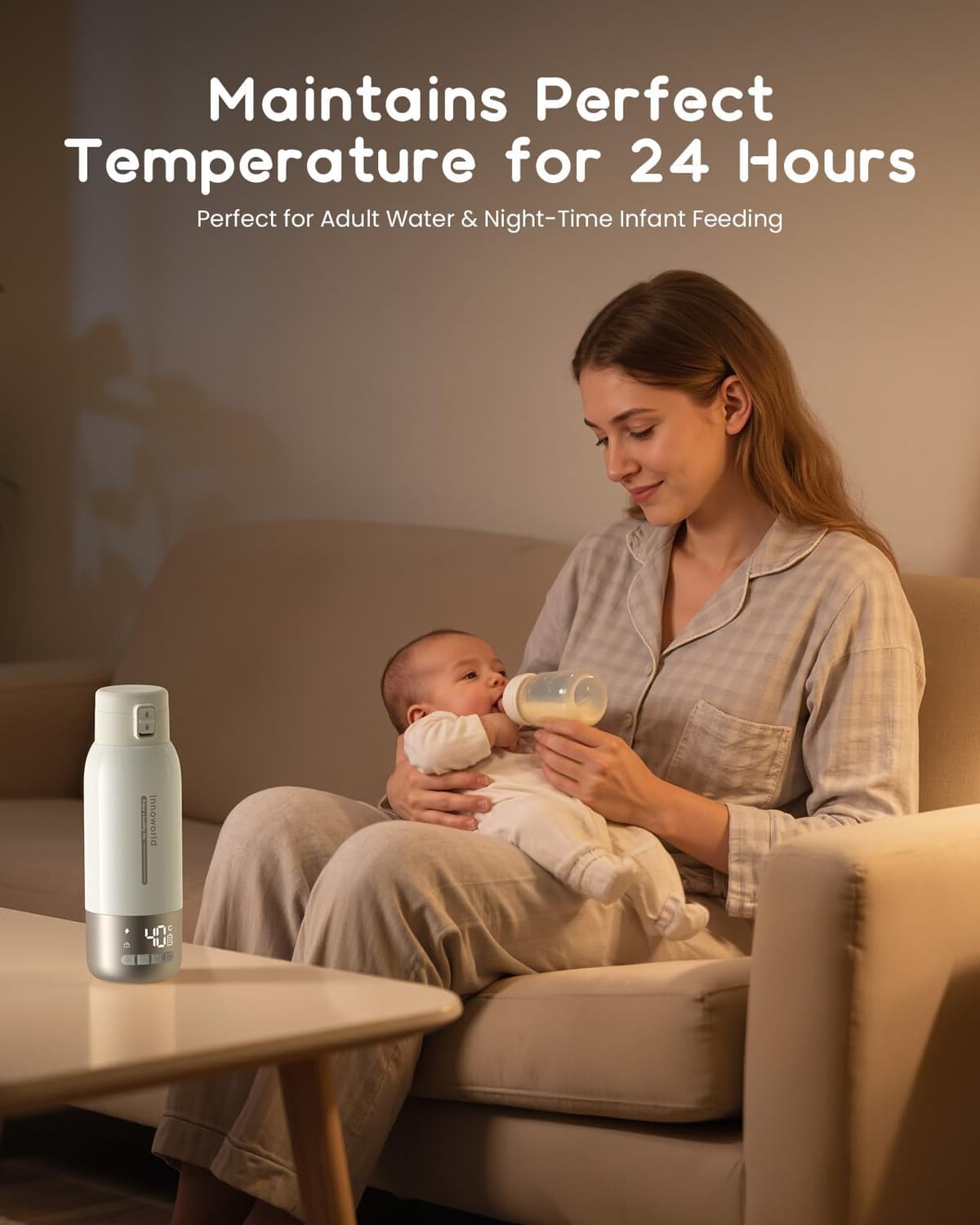 Portable Bottle Warmer for Travel,600ml Baby Milk Warmer for Breastmilk & Formula with Fast Heating,10400mAh Long Battery Life,USB-C Charging,Ideal for Car,Vehicle & Airplane Journeys — view 5