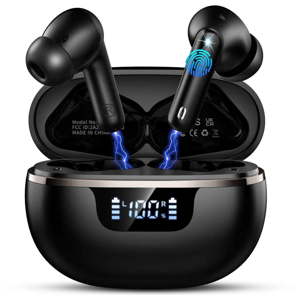 2026 Wireless Earbuds, Bluetooth 5.4 Headphones, 50H Playtime In Ear Earphones HiFi Stereo, Ear buds with 4 ENC Noise Cancelling Mics Deep Bass, IP7 Waterproof Earbuds with LED Display, Fast Charging — view 12