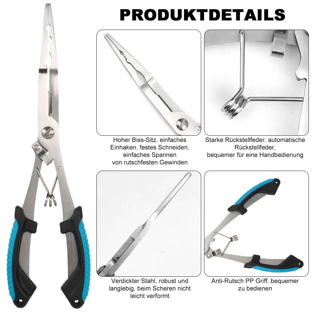 Fyfjur Alicates Pesca, Multifuncional Acero Inoxidable Alicates De Pesca Y Tijeras Pesca, Juego De Alicates De Pesca con 2 Cuerdas De Seguridad Y 1 Bolsa De Almacenamiento, Pesca Accesorios — view 3